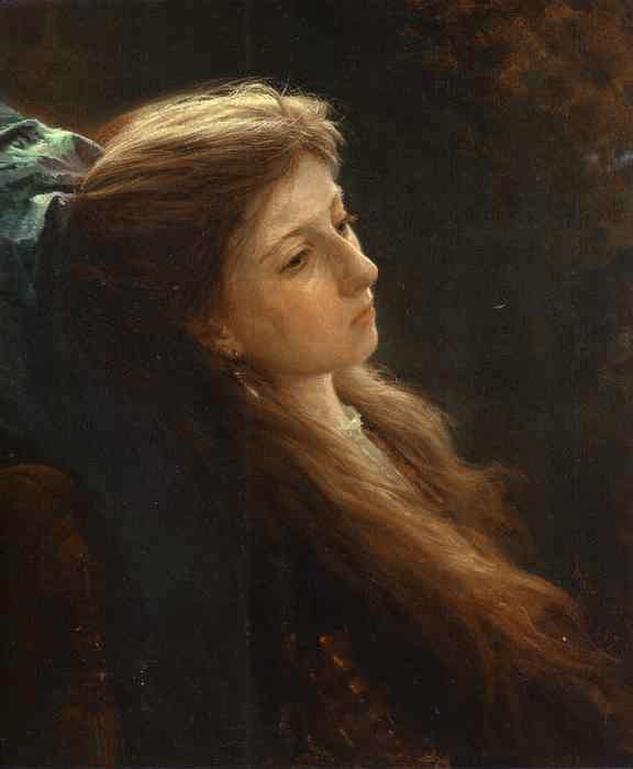 1873 Girl with a Tress - Крамской Иван Николаевич