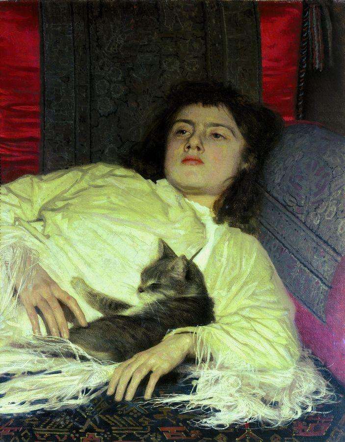 Девушка с кошкой. 1882 - Крамской Иван Николаевич
