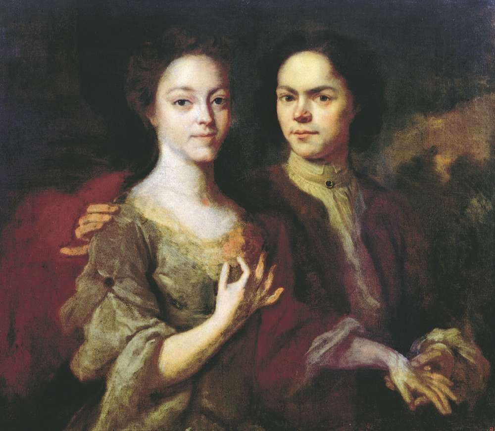 Автопортрет с женой Ириной Степановной. 1729 - Матвеев Андрей Матвеевич
