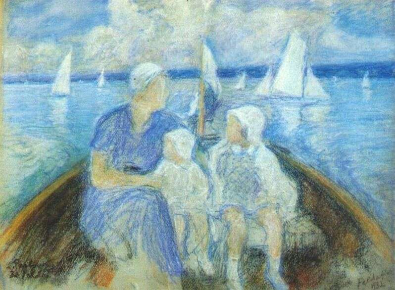 pasternak_lady_with_two_children_in_a_boat_1932 -   