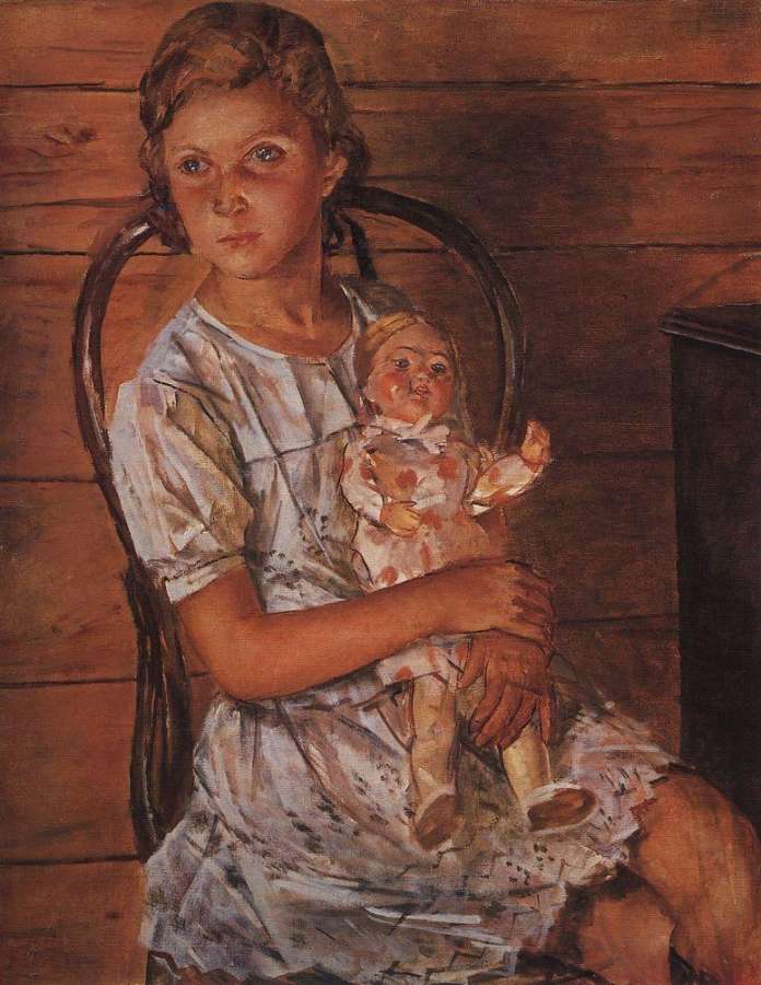 Девочка с куклой. 1937 - Петров-Водкин Кузьма Сергеевич