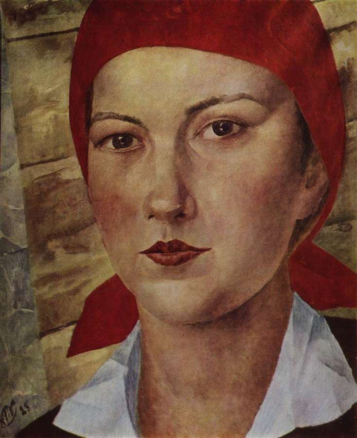 Девушка в красном платке (Работница). 1925 - Петров-Водкин Кузьма Сергеевич