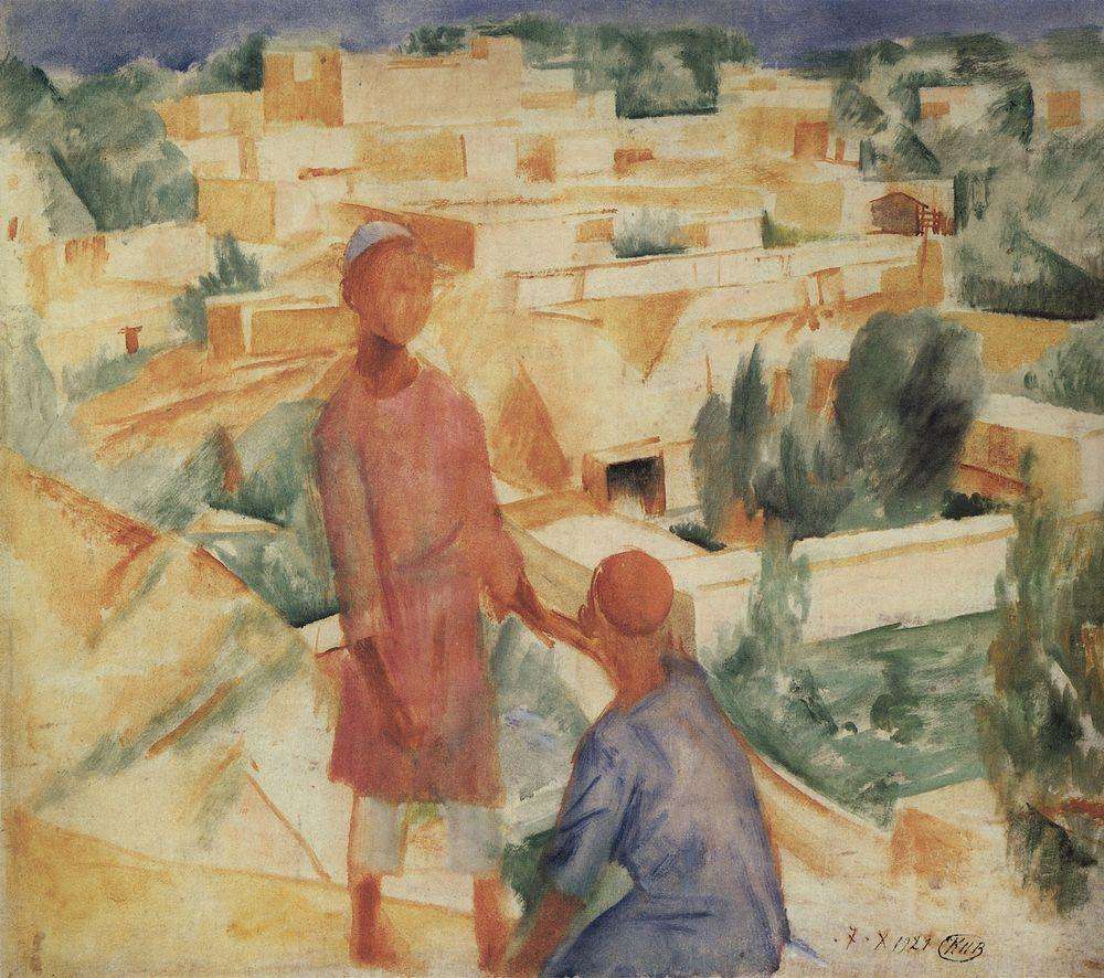 Мальчики на фоне города. 1921 - Петров-Водкин Кузьма Сергеевич