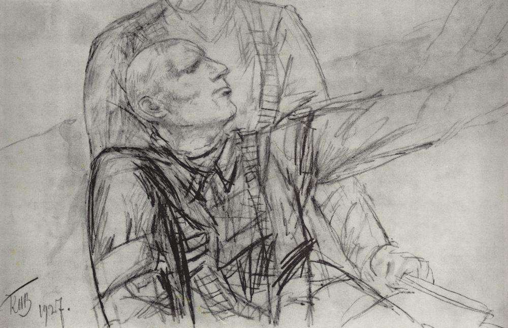 Рисунок к картине Смерть комиссара. 1927 - Петров-Водкин Кузьма Сергеевич