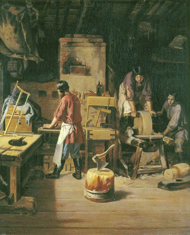 В столярной мастерской. 1845  - Плахов Лавр Кузьмич