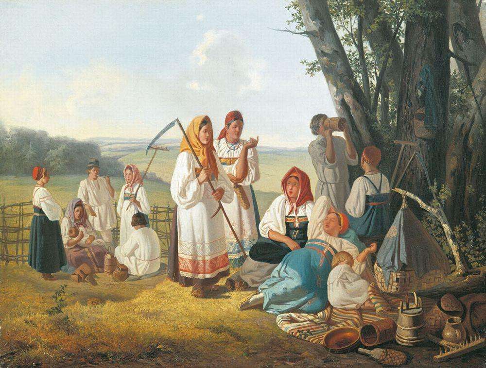 Отдых на сенокосе. 1840-е - Плахов Лавр Кузьмич