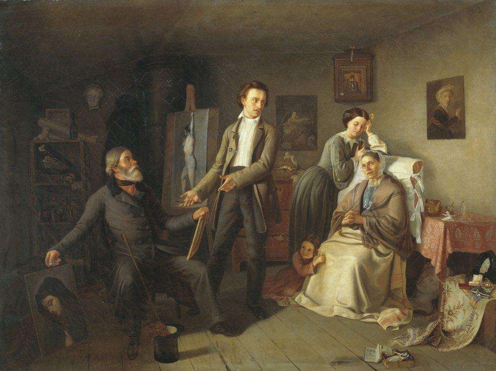 Семейство бедного художника и покупатель картин. 1857  - Пржецлавский Константин Леонардович