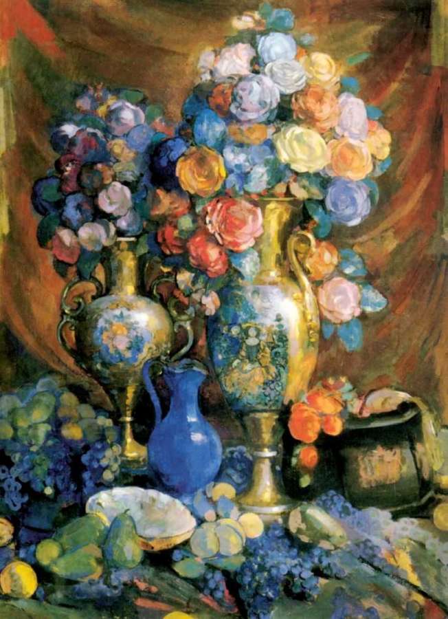 Натюрморт. Вазы, цветы и фрукты. 1912  - Сапунов Николай Николаевич