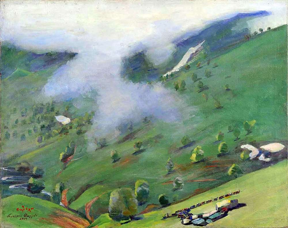 1949 View of the Gorge from the Pushkin Pass. Oil on canvas, 55x70 -   