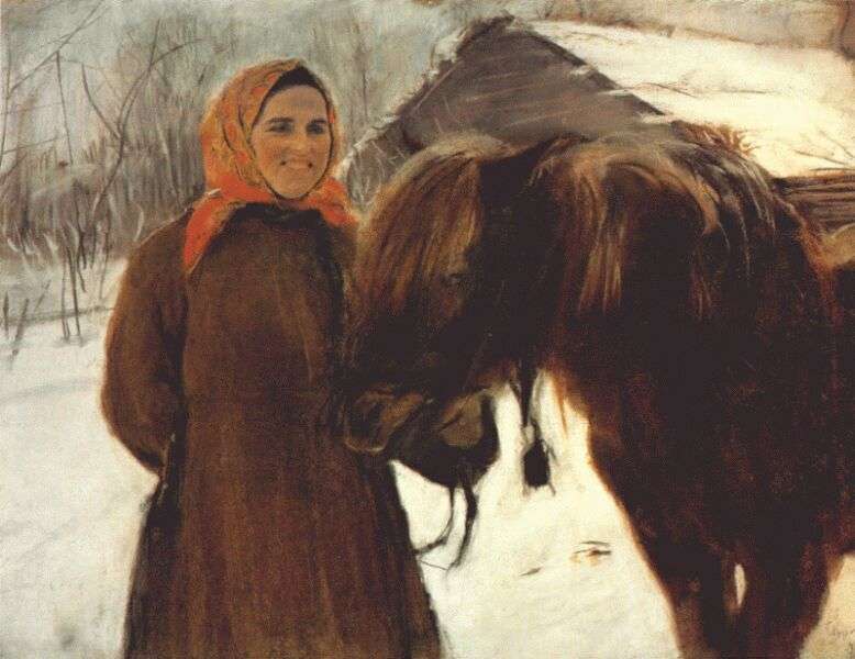 serov_in_the_village_(peasant_woman_with_a_horse)_1898 - Серов Валентин Александрович