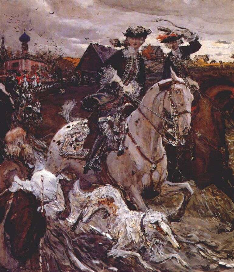 serov_peter_ii_and_princess_elizabeth_riding_to_hounds_1900 - Серов Валентин Александрович