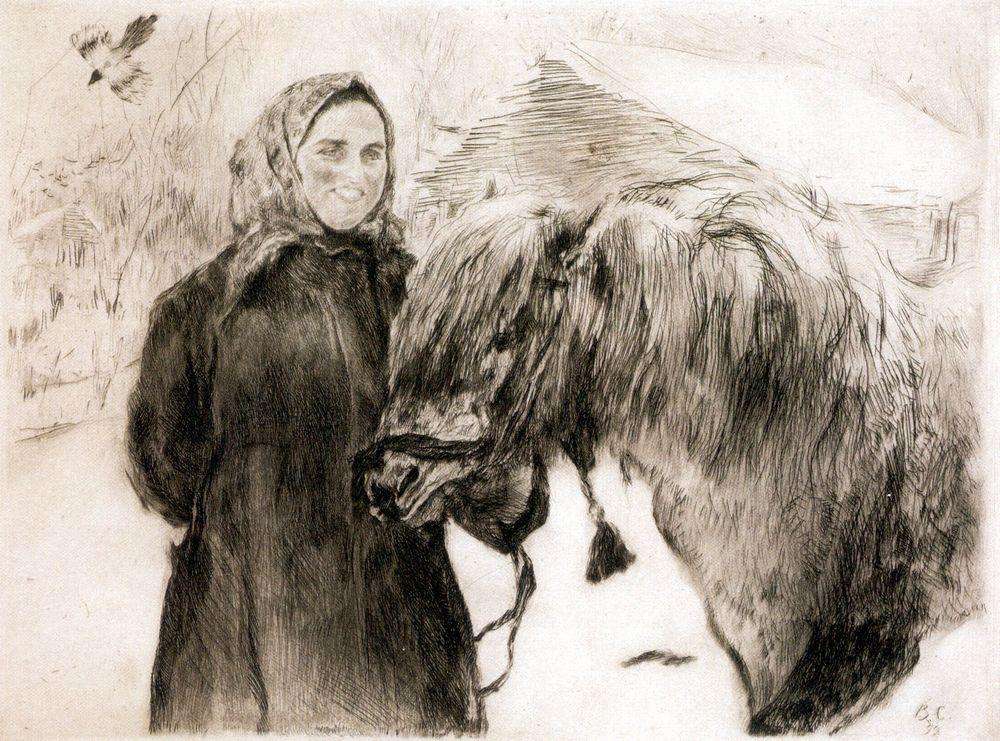 Баба с лошадью. 1899 - Серов Валентин Александрович