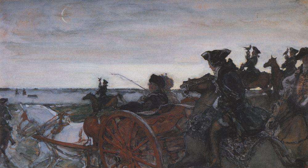Выезд Екатерины II на соколиную охоту. 1902 - Серов Валентин Александрович