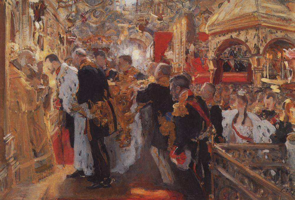 Коронация. Миропомазание Николая II в Успенском соборе. 1896 - Серов Валентин Александрович