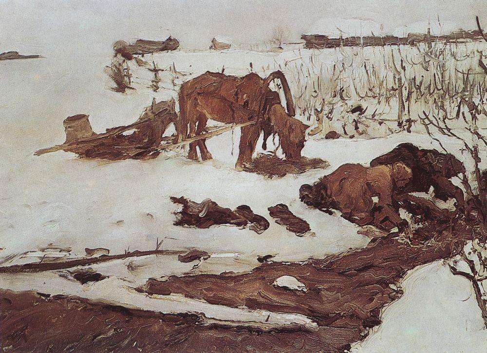Полосканье белья (На речке). 1901 - Серов Валентин Александрович