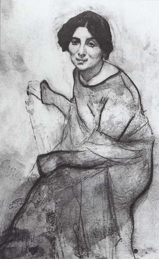 Портрет пианистки Ванды Ландовской. 1907 - Серов Валентин Александрович