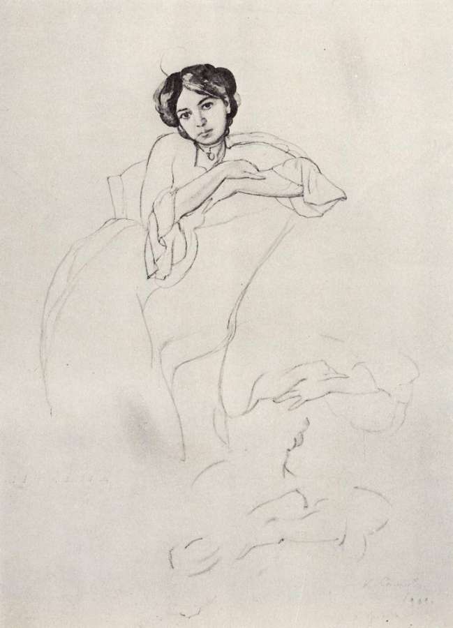 Женский портрет и наброски рук. 1902 - Сомов Константин Андреевич