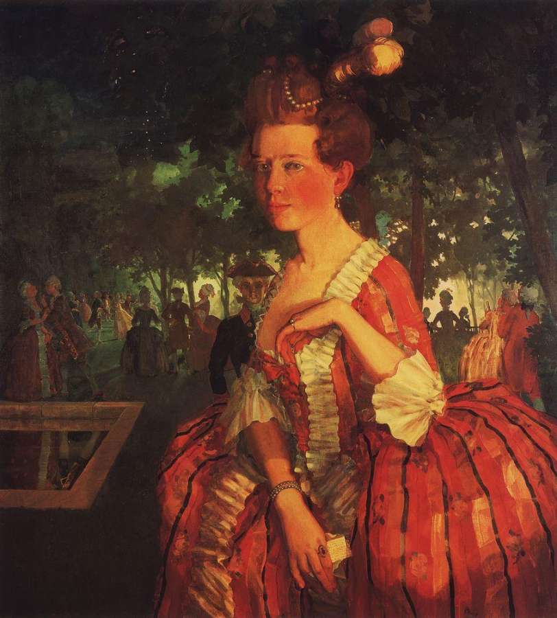 Молодая девушка в красном платье (Девушка с письмом). 1912 - Сомов Константин Андреевич