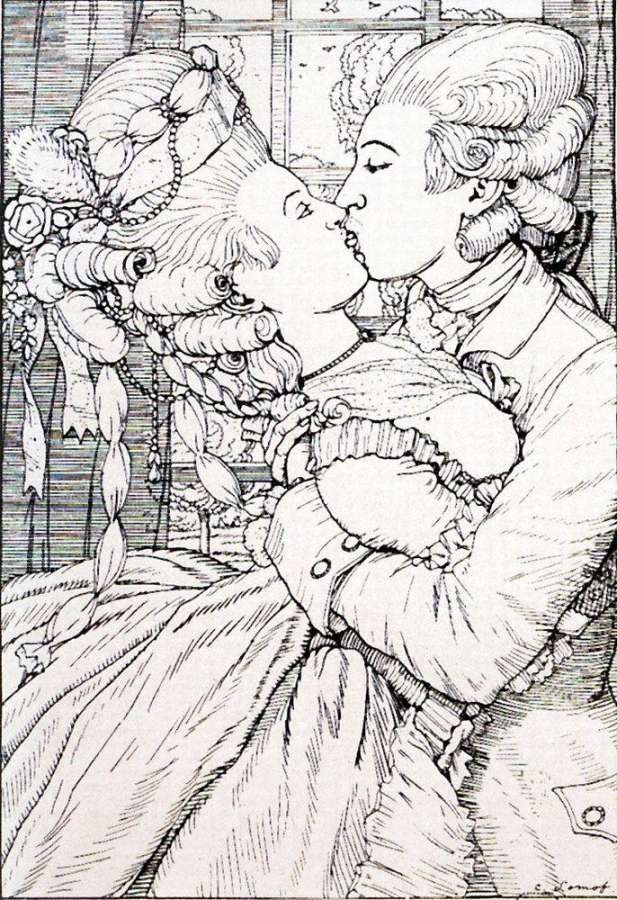 Поцелуй. Иллюстрация к Книге маркизы2. 1908 - Сомов Константин Андреевич