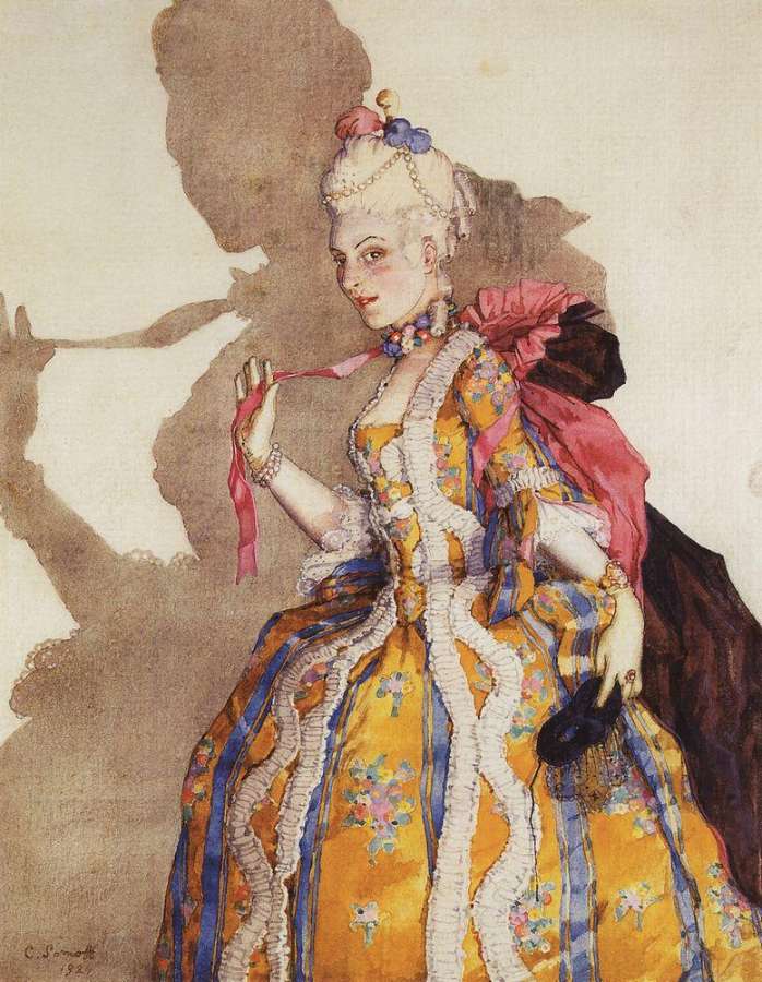 Эскиз костюма маркизы для Т.П.Карсавиной ( для танца на музыку Моцарта ). 1924 - Сомов Константин Андреевич