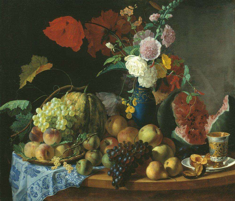Натюрморт с цветами и фруктами. 1846  - Торопов Фома Гаврилович