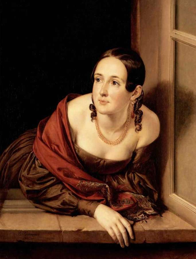 Женщина в окне. (Казначейша)2. 1841г.  - Тропинин Василий Андреевич