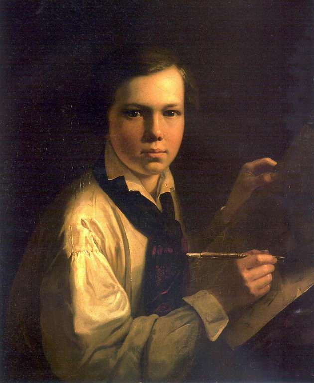 Портрет сына художника за мольбертом. 1820-е гг.  - Тропинин Василий Андреевич