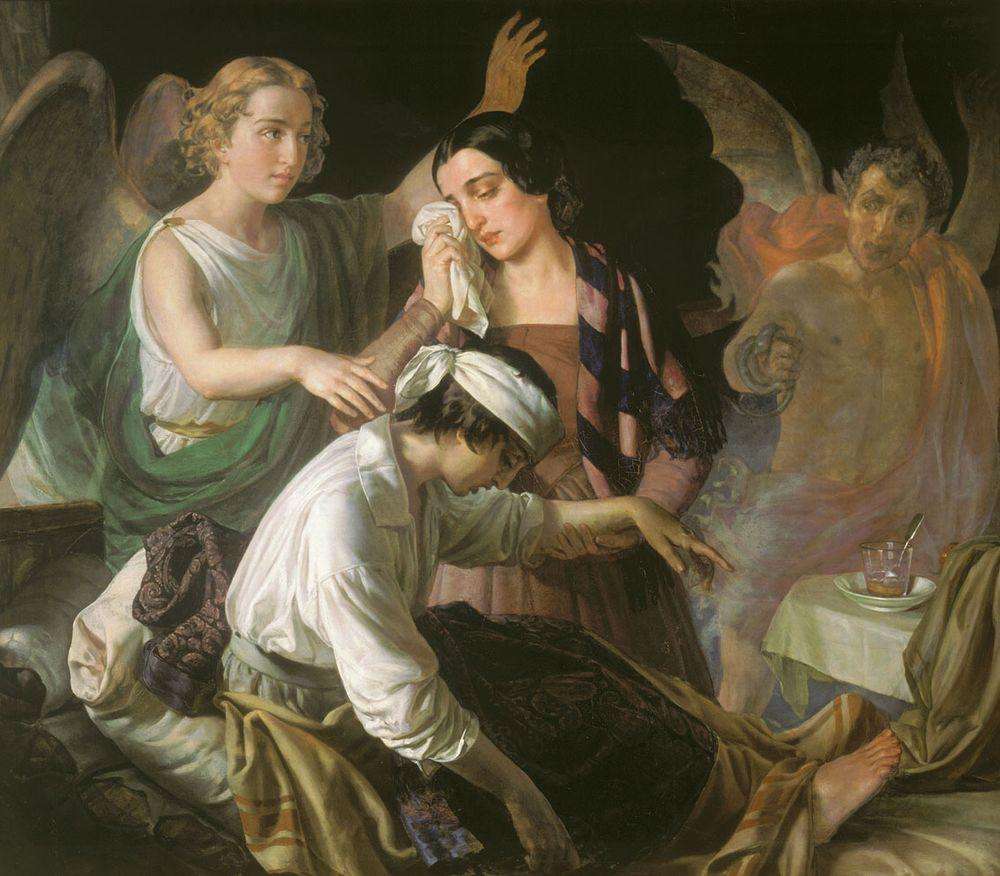Ангел, попирающий злого духа в борьбе за душу - Тыранов Алексей Васильевич