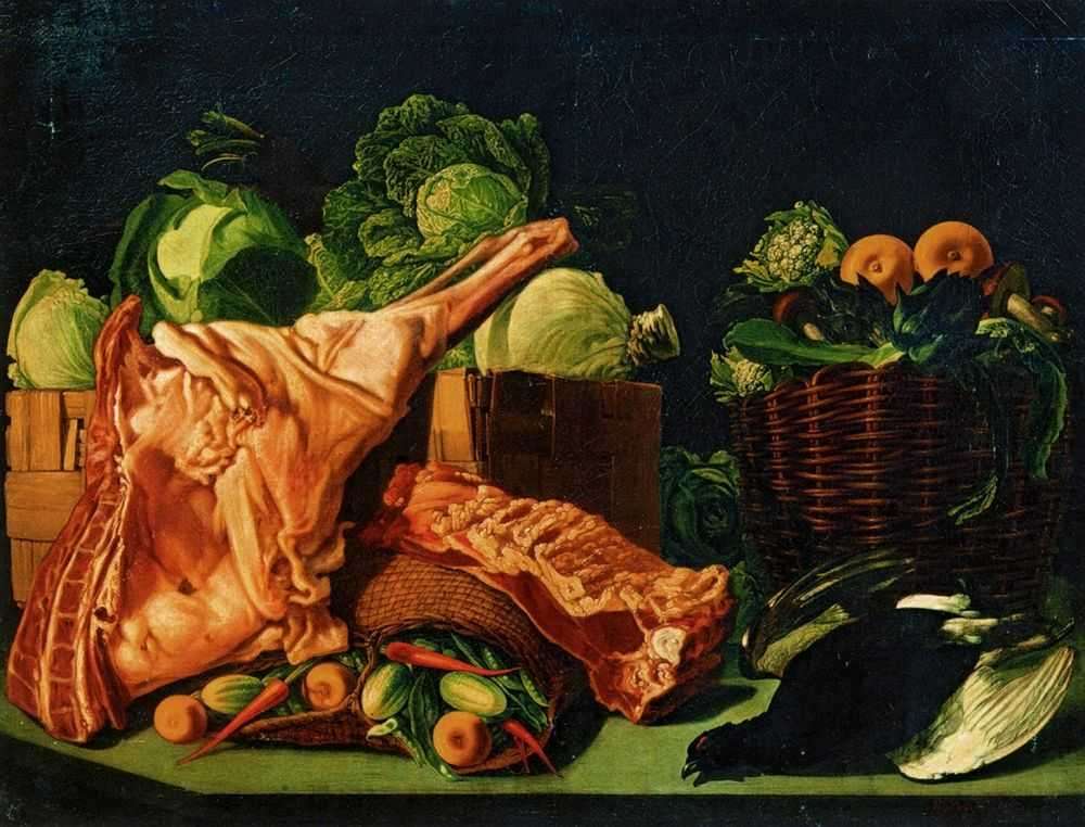 Мясо и овощи. 1842  - Хруцкий Иван Фомич(Трофимович)