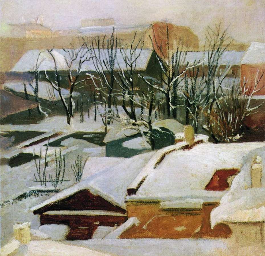 Городские крыши зимой 1880-1890-е 22х22.5 - Шишкин Иван Иванович