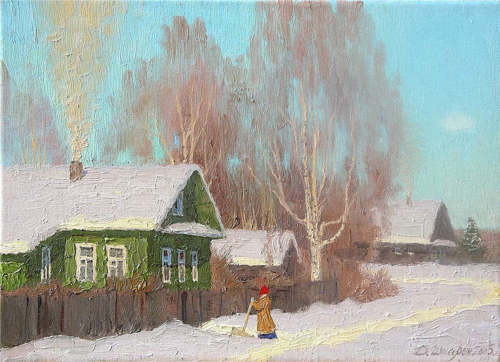 Зима в деревне, 2005г.35x25 - Шмарин Дмитрий 
