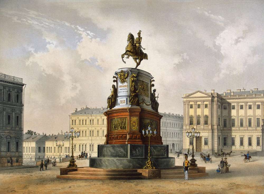 Вид памятника Николаю I на Исаакиевской площади - Шульц Карл Карлович