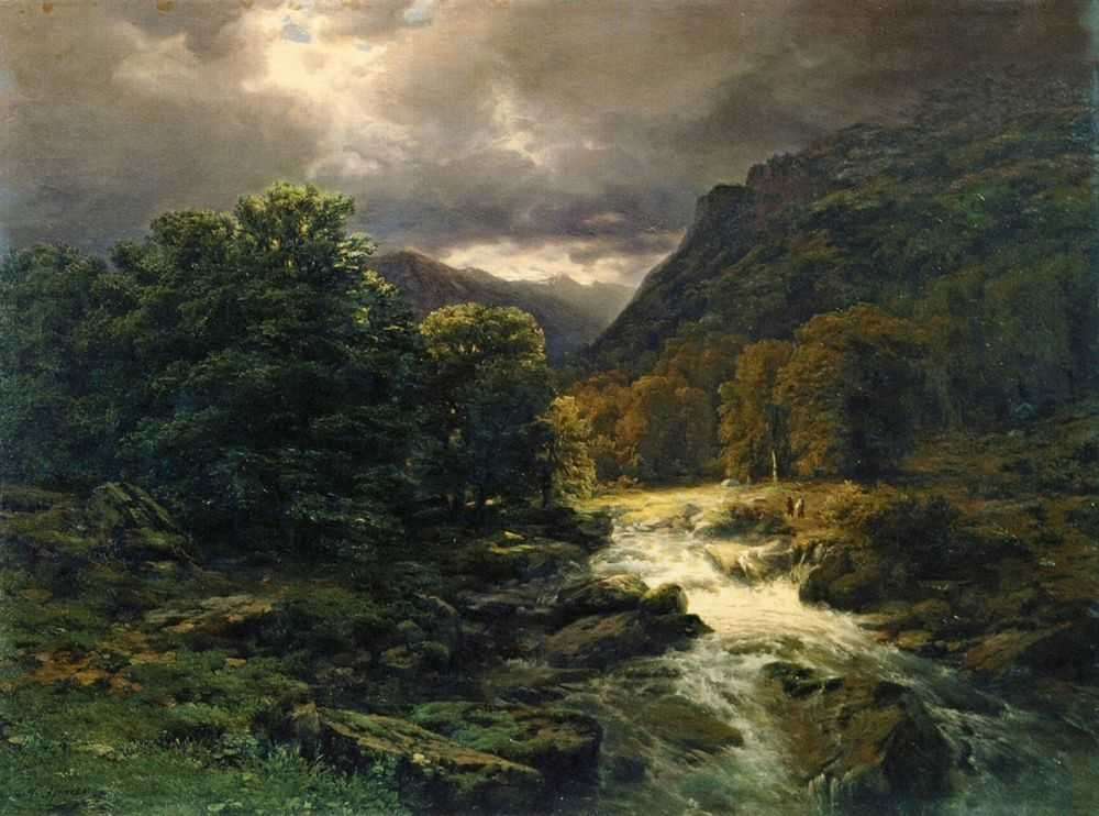 Рейхенбахский водопад у Мейрингена в Швейцарии. 1860  - Эрасси Михаил Спиридонович