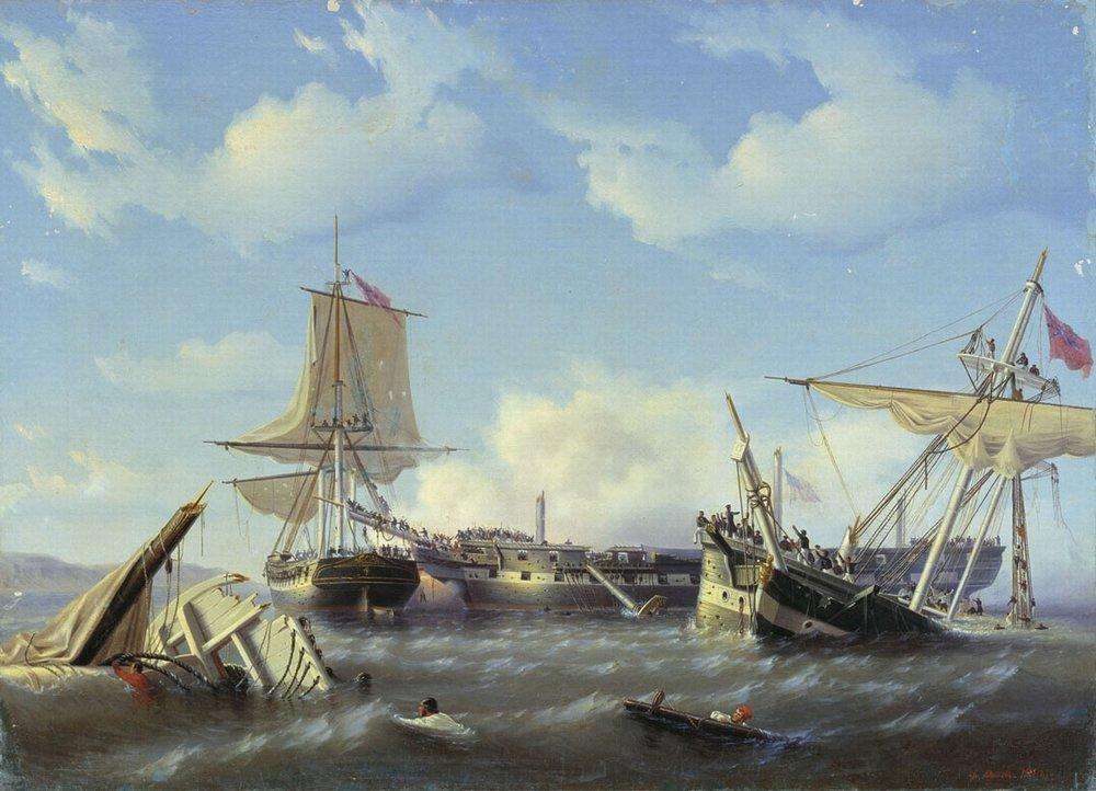 Абордаж. Эпизод из английских морских войн. 1848  - Юшков Федор Осипович