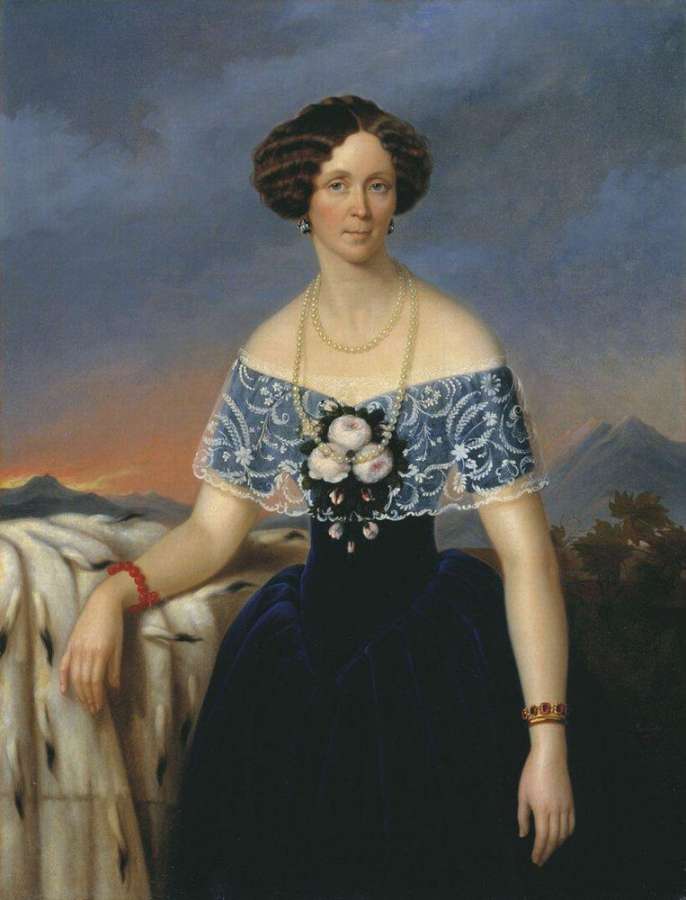 Портрет неизвестной в синем платье. 1852  - Яковлев Гавриил Иванович