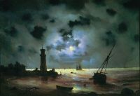 Берег моря ночью. У маяка. 1837 - Айвазовский