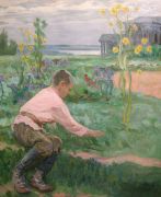 Мальчик на траве. 1910-е гг., холст, масло, 80,3х70,8 - Богданов-Бельский