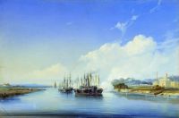 Обстрел пароходом Прут турецкой крепости Силистрия на Дунае 1854 года. 1856 - Боголюбов