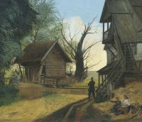 Сельский пейзаж с крестьянами.1845 - Бодри
