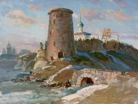 «Гремячая башня г.Псков» 1961г к.м. 31Х40 - Будкеев