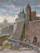«Древние стены кремля г.Псков» 1960г к.м. 32Х25 - Будкеев