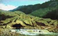 Пейзаж со скалой и ручьем. 1867 - Васильев