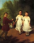 Портрет детей Панаевых с няней. 1841 - Венецианов