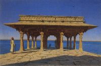 Вечер на озере. Один из павильонов на Мраморной набережной в Раджнагаре (княжество Удайпур). 1874 - Верещагин