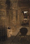 Колоннада в Джайнском храме на горе Абу вечером. 1874-1876 - Верещагин