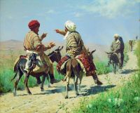 Мулла Рахим и мулла Керим по дороге на базар ссорятся. 1873 - Верещагин