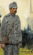 Венгерский солдат. 1915. 39х23см. Холст на картоне, масло - Владимиров