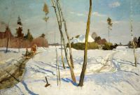 Зимний пейзаж со стогом сена, 1955г. - Гапоненко