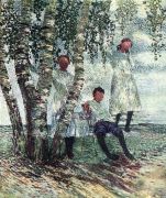 1904 Под березами. (Неоконченный портрет детей Мещериных). Х., м. ГТГ - Грабарь