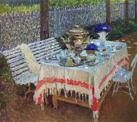 1917 Утренний чай ( В аллее ). Х., м., 77x87 Казань - Грабарь